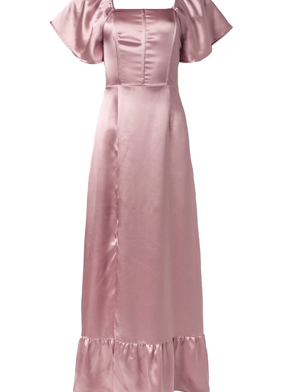 Ivy City Co Maddie Dress Rose Satin Square-Neck Maxi Dress
